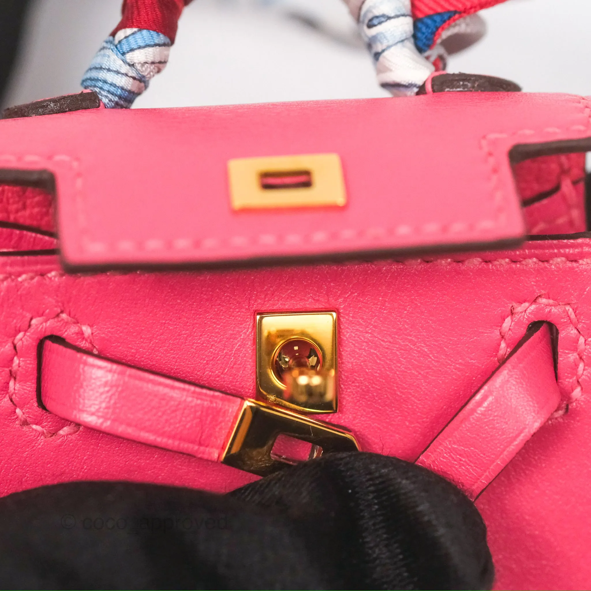 Herms Kelly Twilly Around Bag Charm Pink Tadelakt Gold Hardware