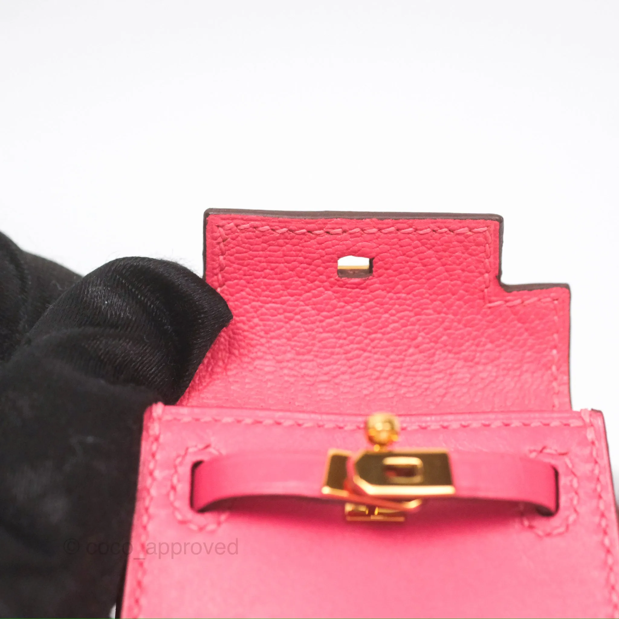 Herms Kelly Twilly Around Bag Charm Pink Tadelakt Gold Hardware