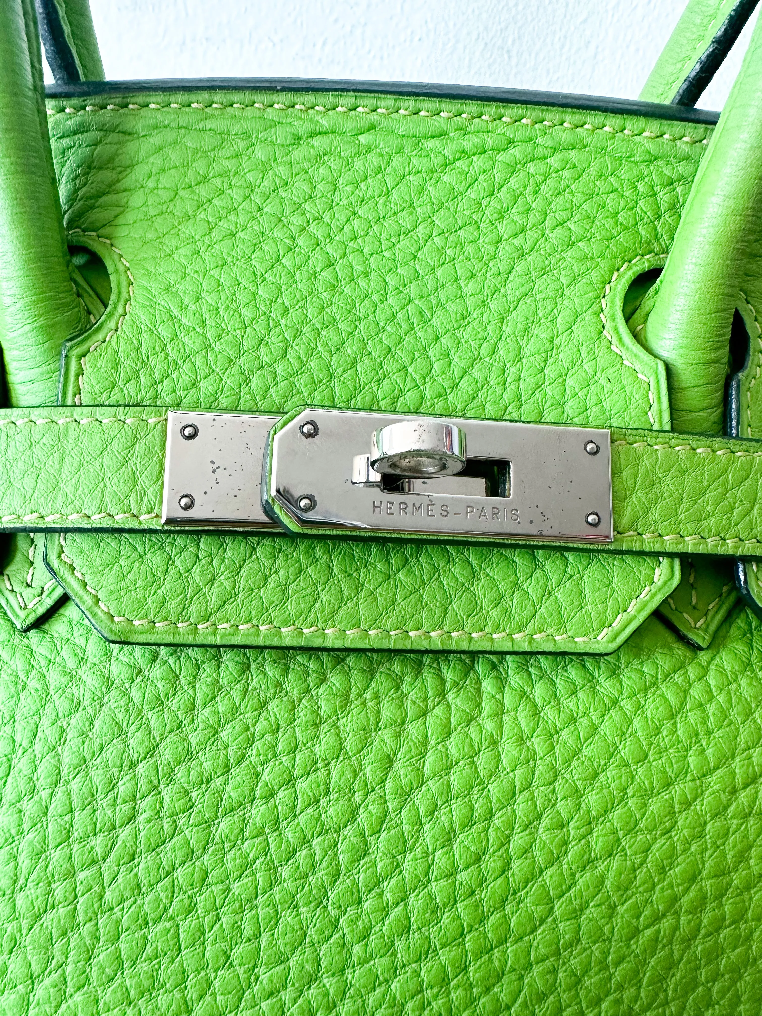 Herms Lime Green Togo Leather Birkin 30