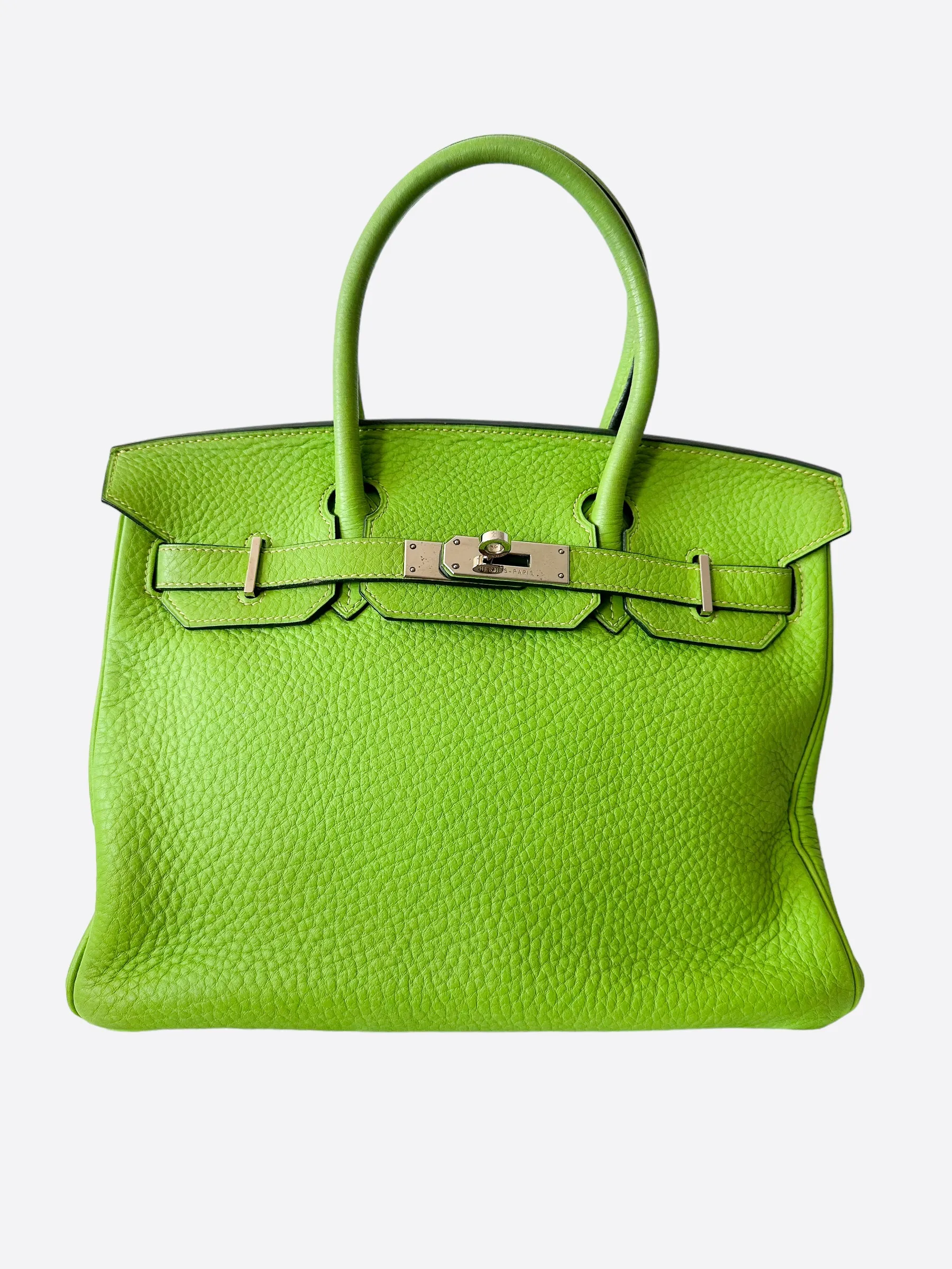 Herms Lime Green Togo Leather Birkin 30
