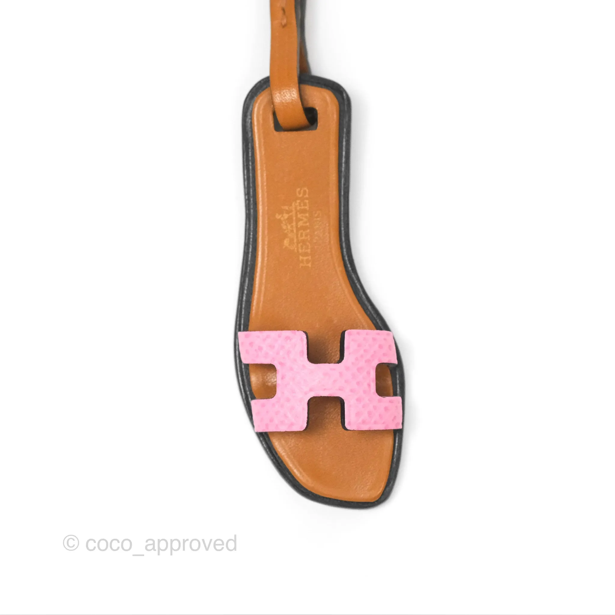 Herms Oran Nano Charm Epsom Pink / Naturel Sable / Noir