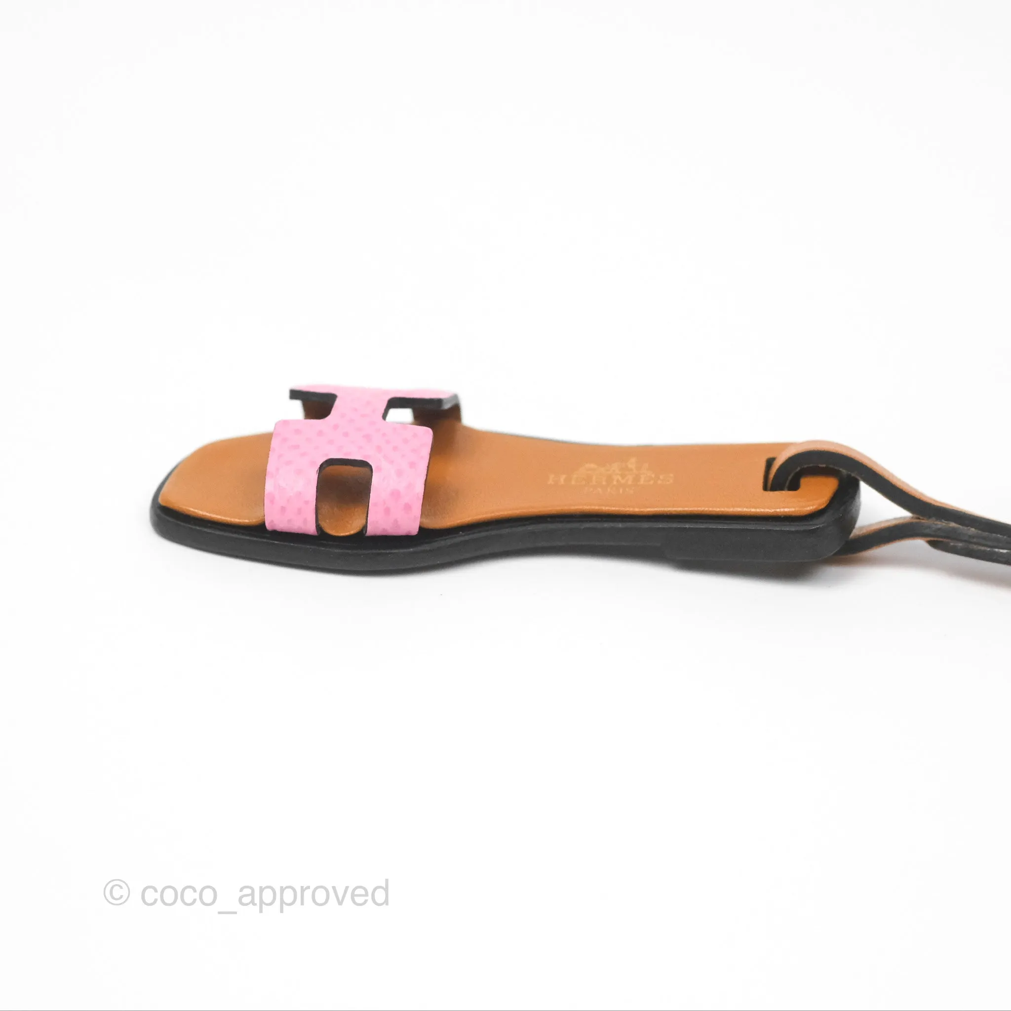 Herms Oran Nano Charm Epsom Pink / Naturel Sable / Noir