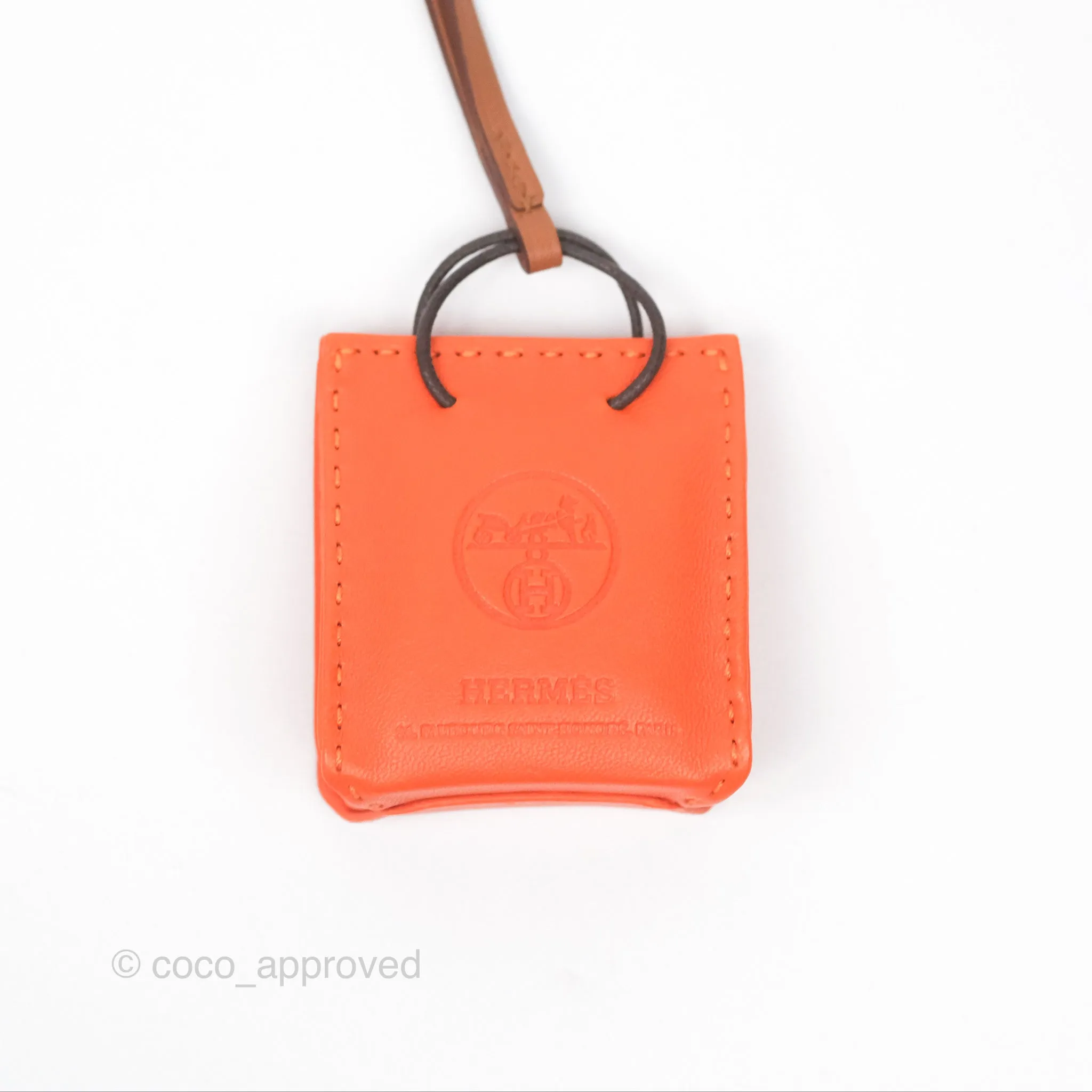 Herms Orange Shopping Bag Charm