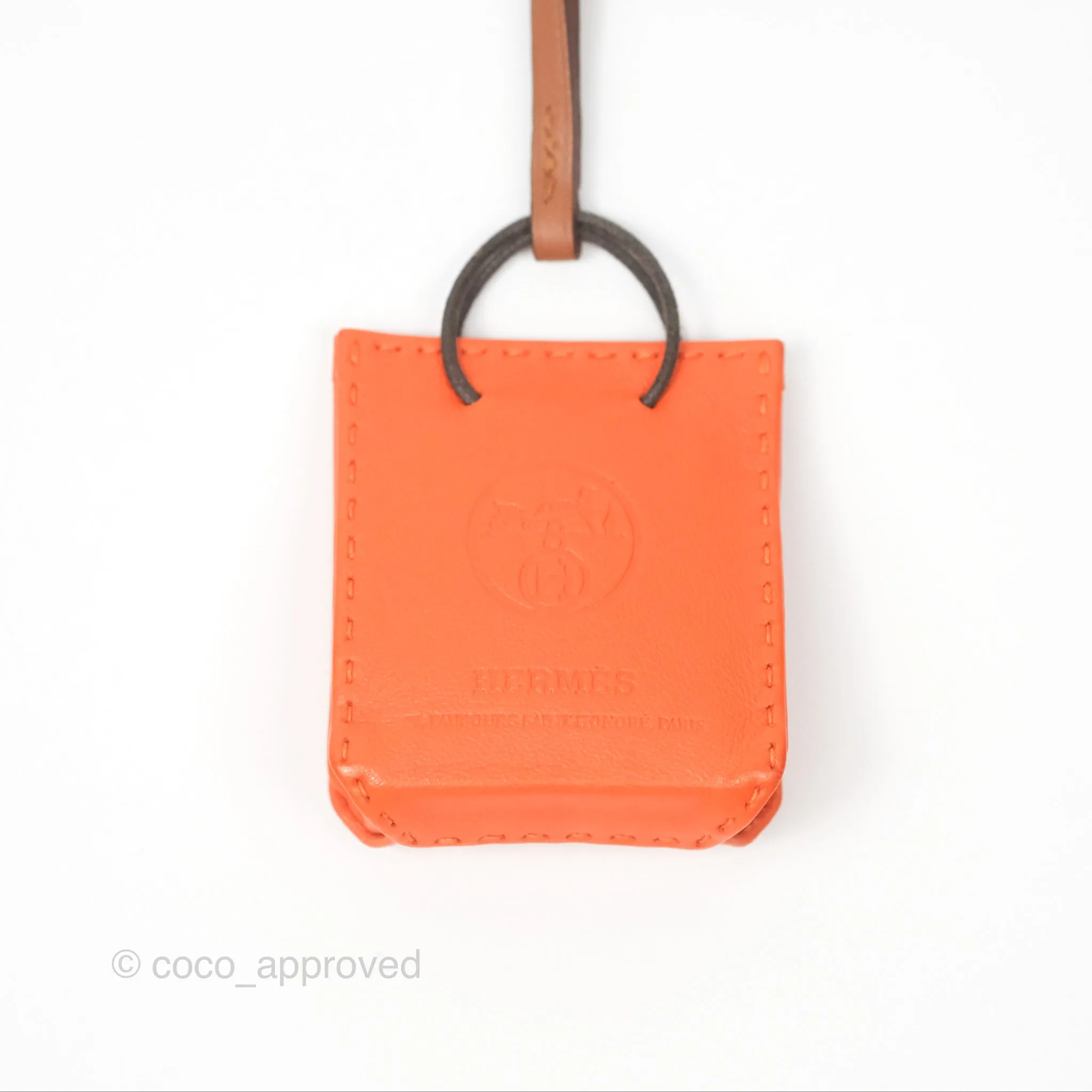 Herms Orange Shopping Bag Charm