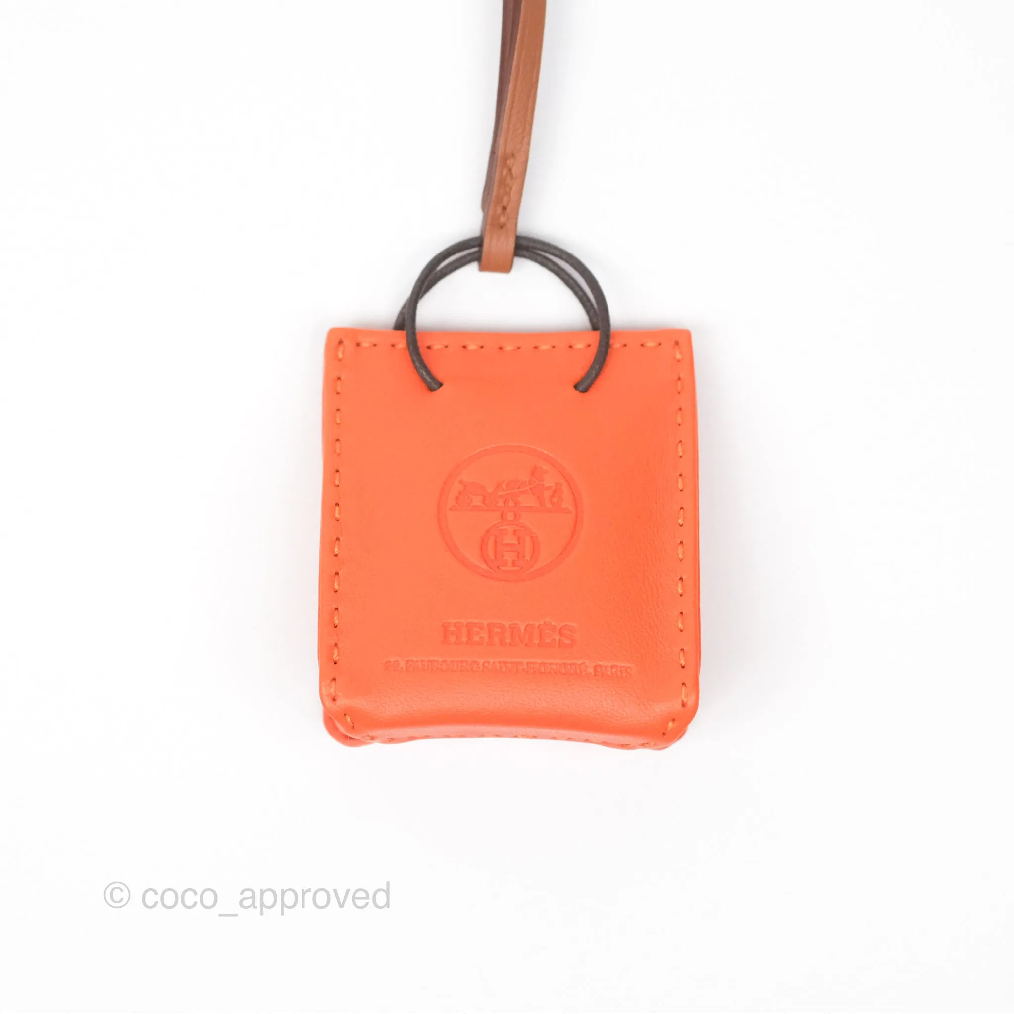 Herms Orange Shopping Bag Charm
