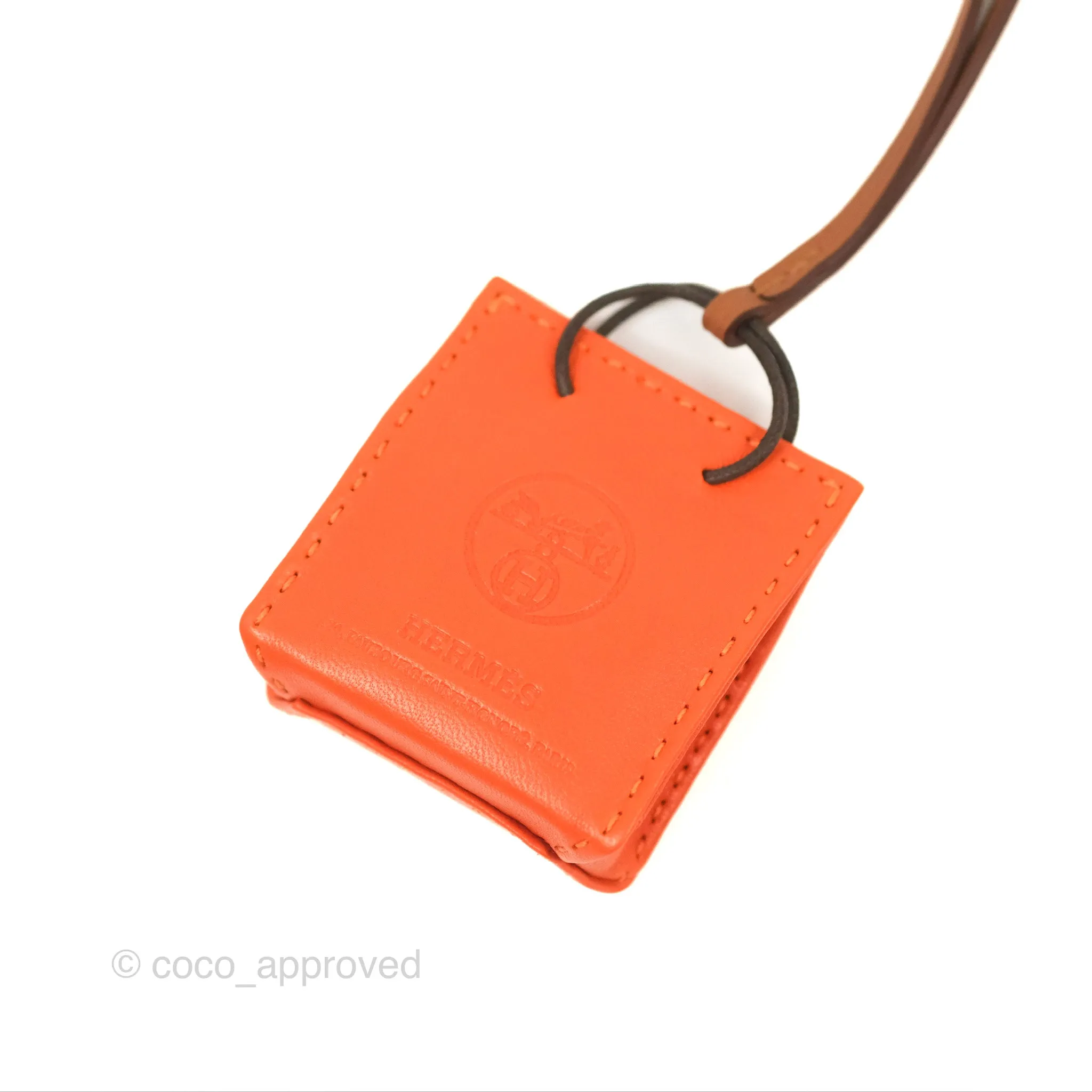 Herms Orange Shopping Bag Charm