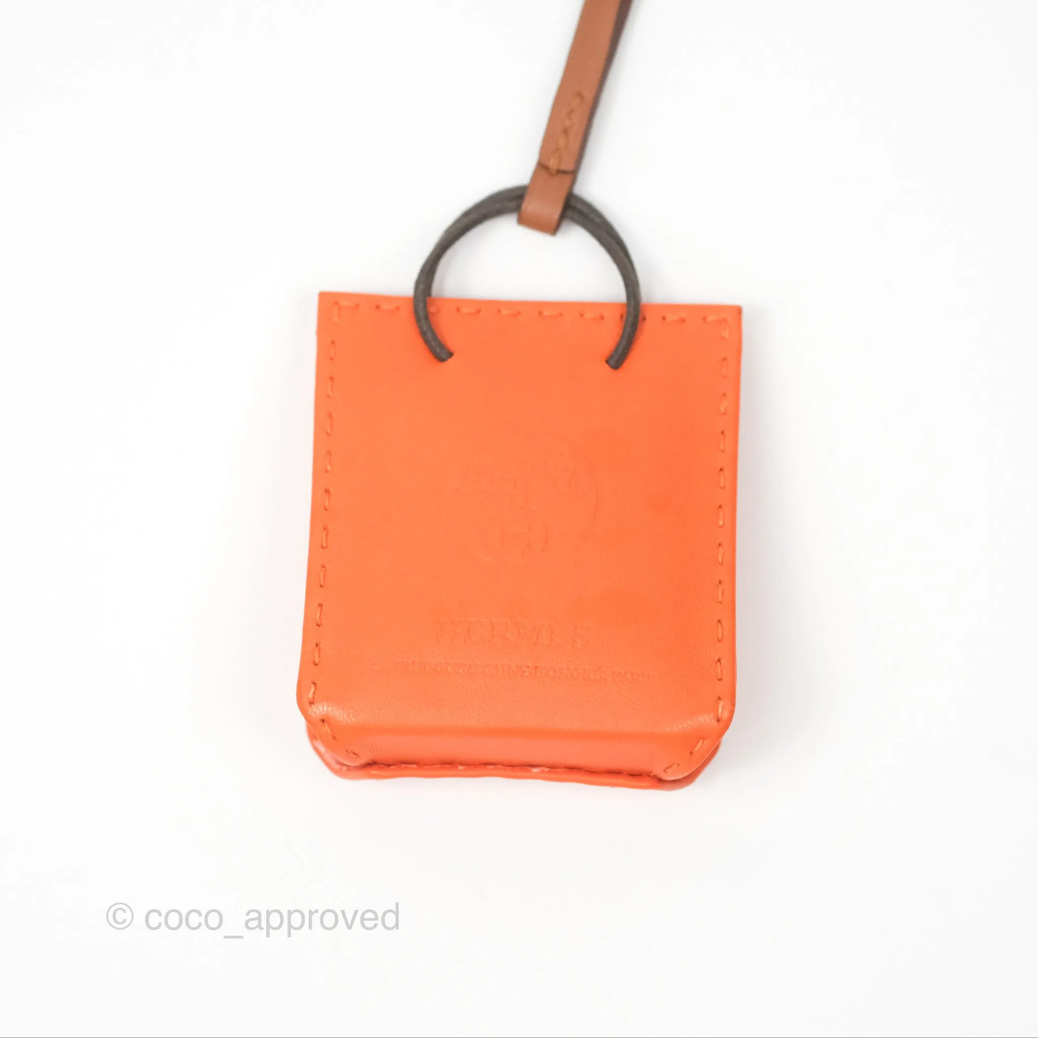 Herms Orange Shopping Bag Charm