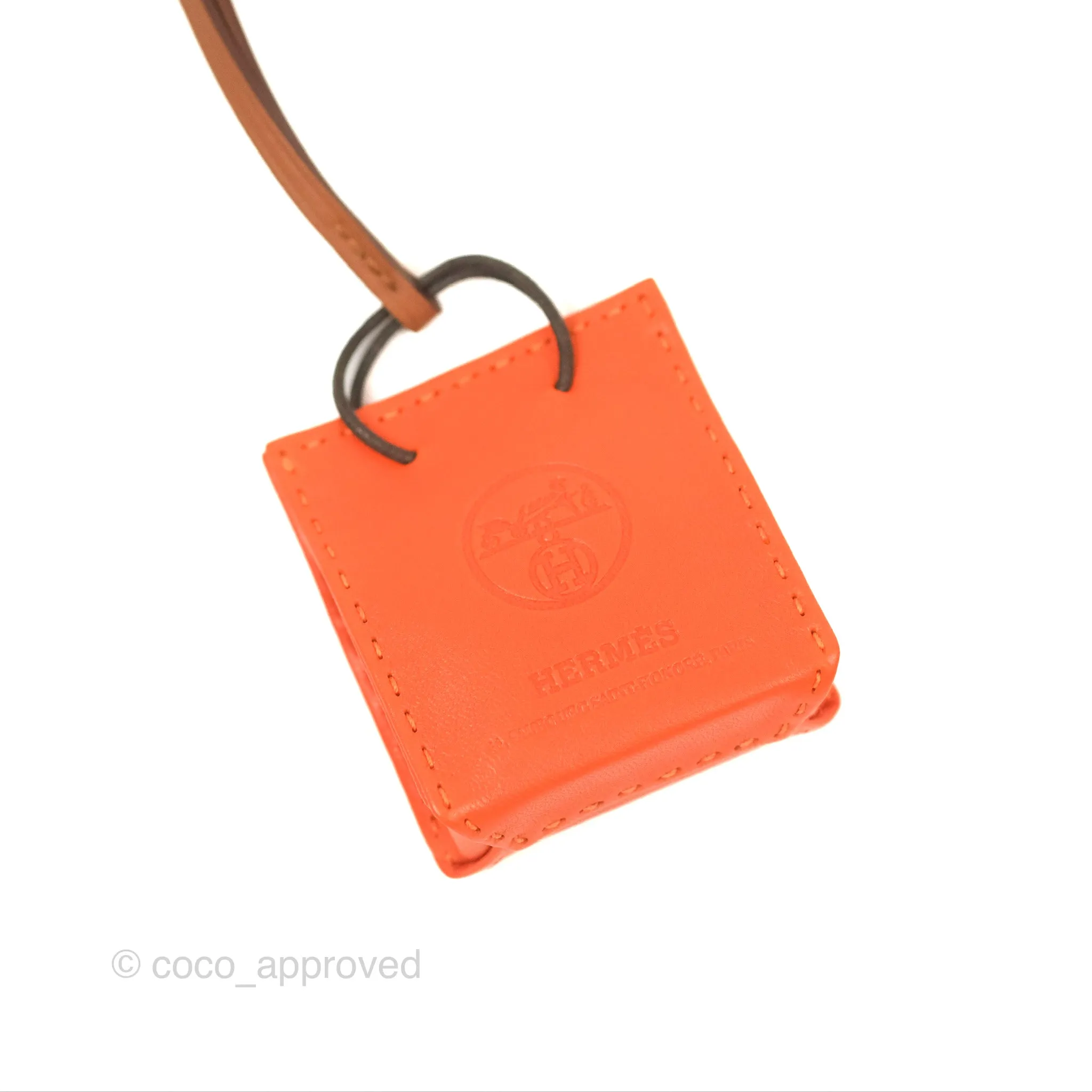 Herms Orange Shopping Bag Charm
