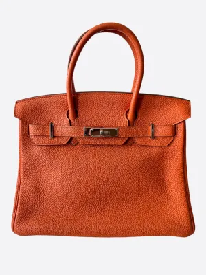 Herms Orange Togo Leather Birkin 30