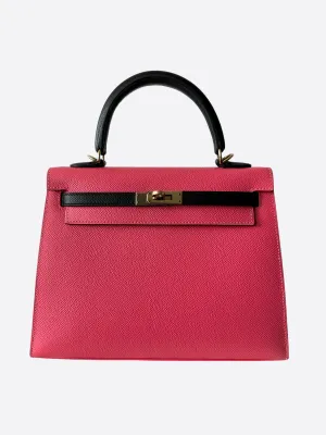 Herms Pink & Black Epsom Kelly 25