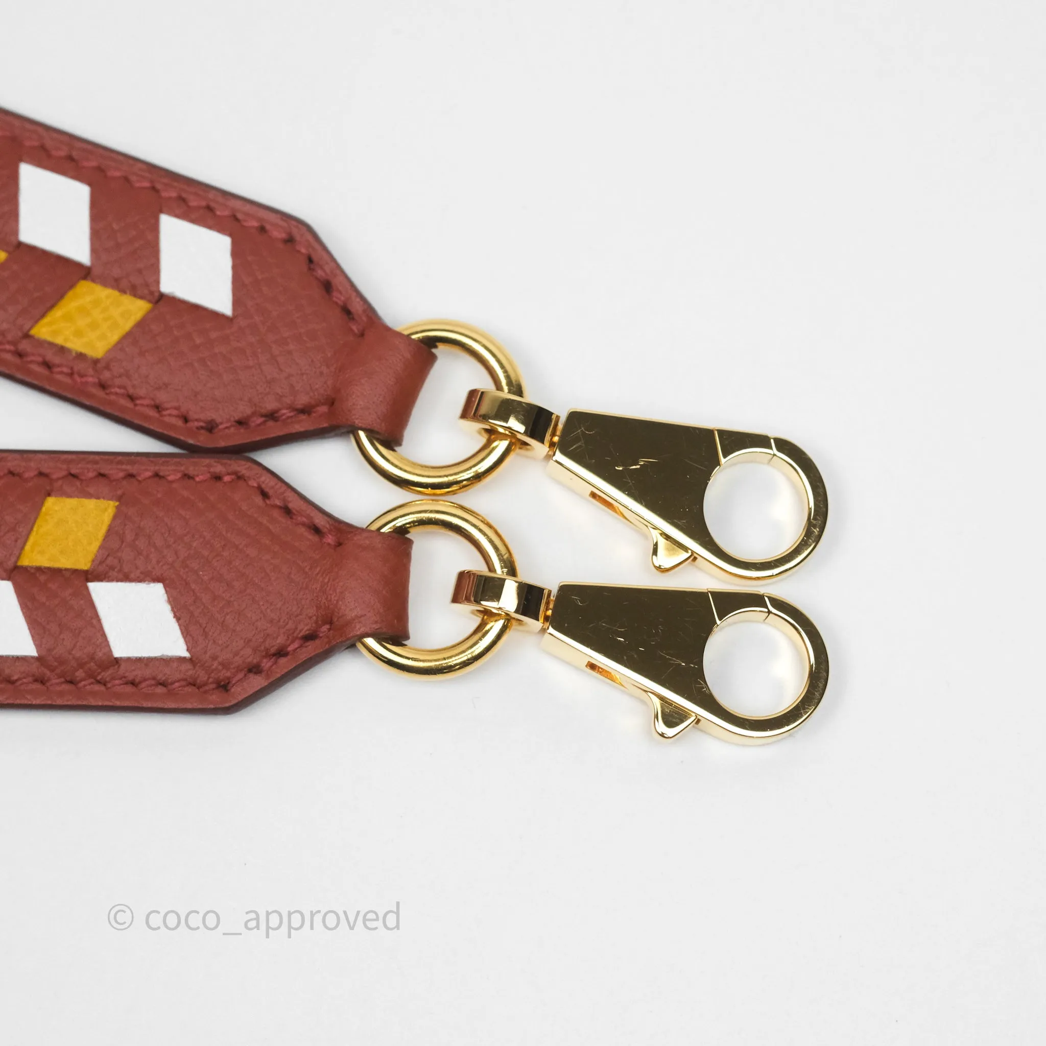 Herms Tressage Cuir Chevron Strap 25mm Gold Hardware