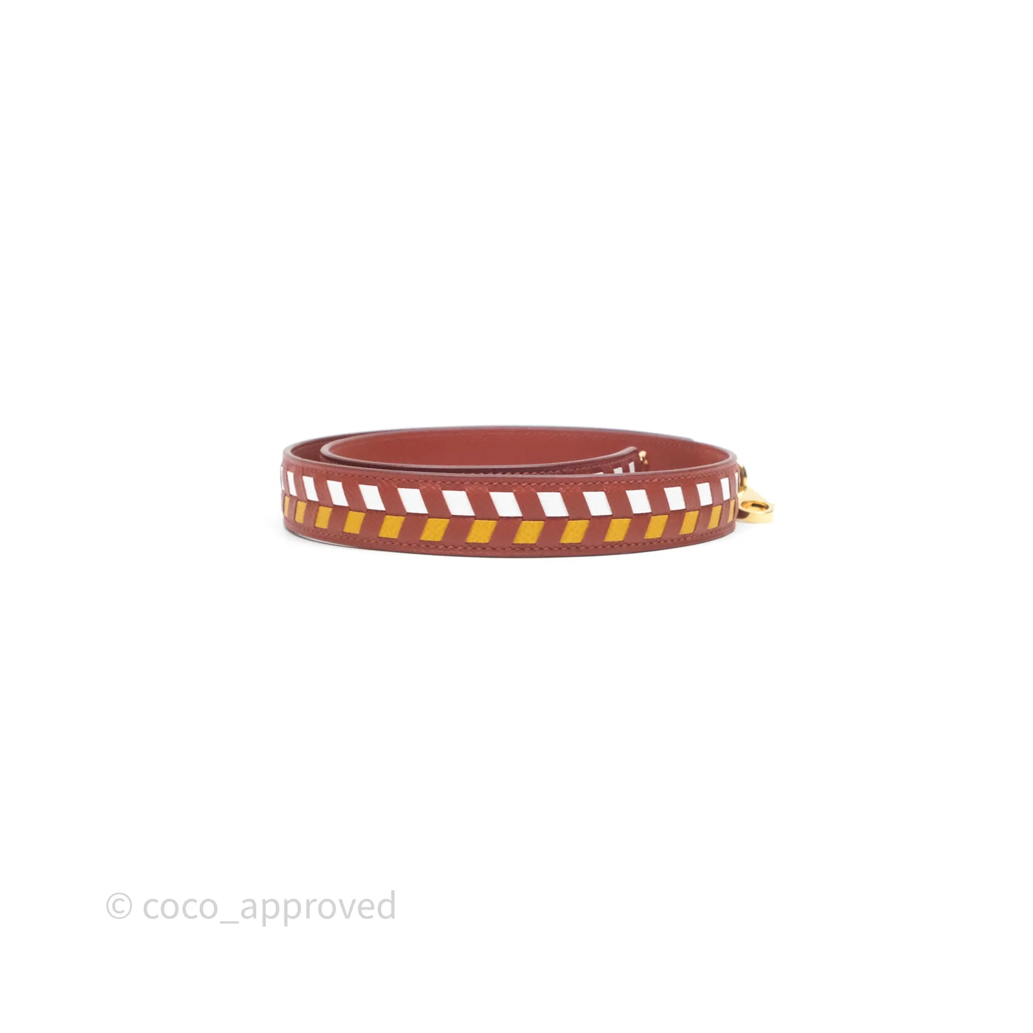 Herms Tressage Cuir Chevron Strap 25mm Gold Hardware