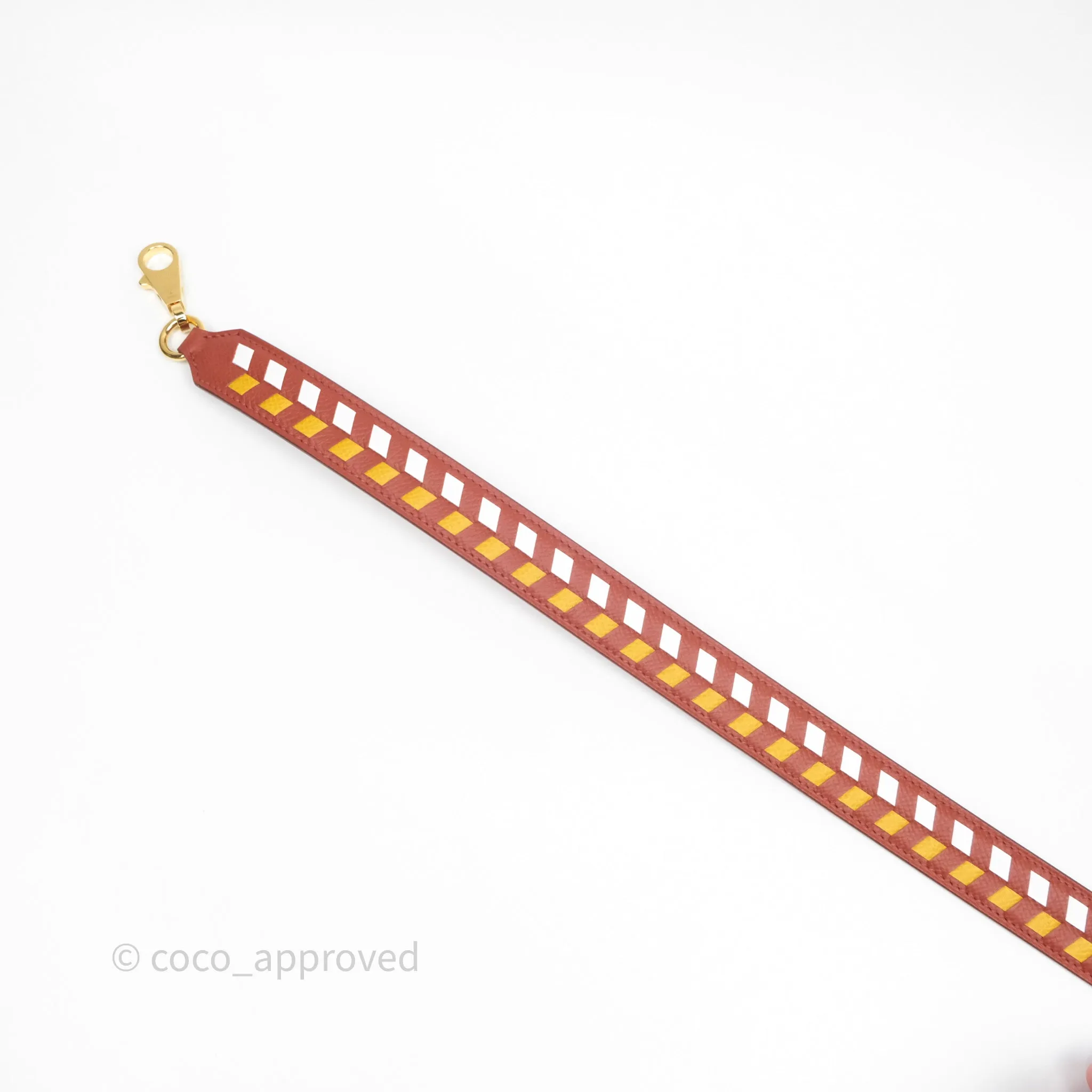 Herms Tressage Cuir Chevron Strap 25mm Gold Hardware