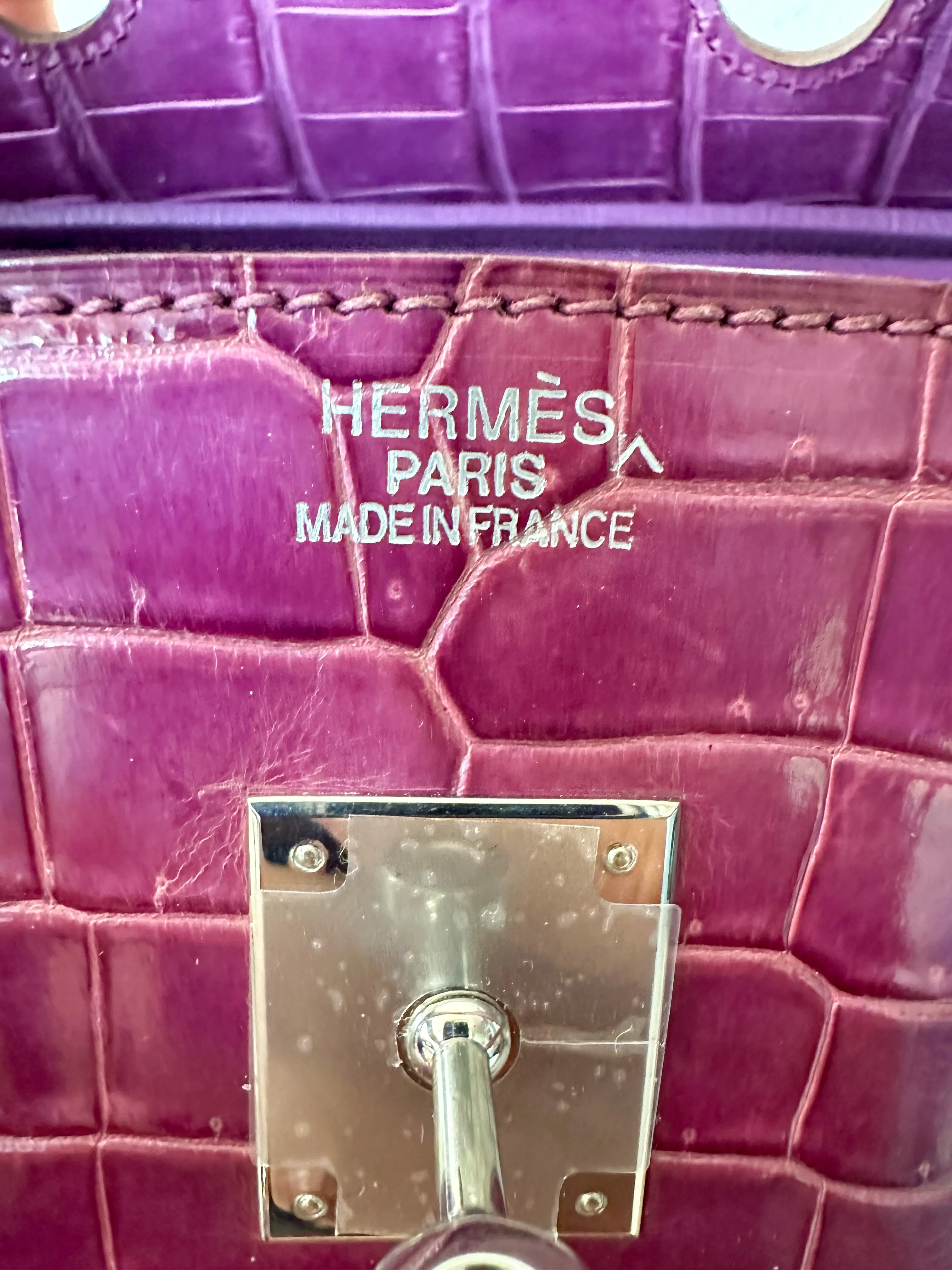 Herms Violet Porosus Crocodile Birkin 35