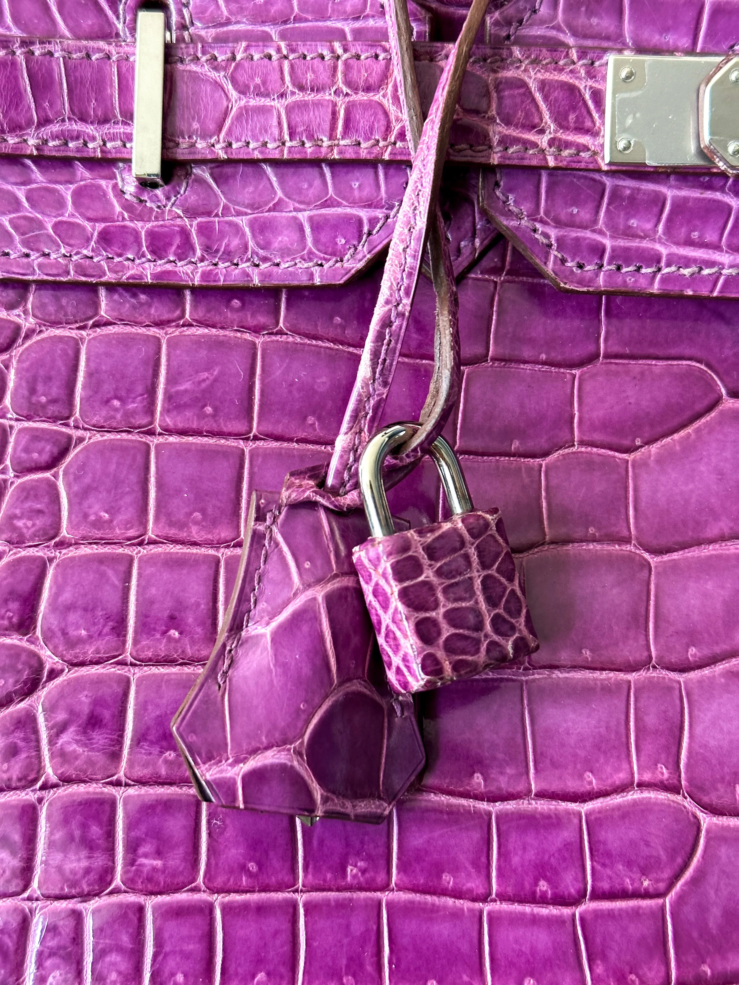 Herms Violet Porosus Crocodile Birkin 35