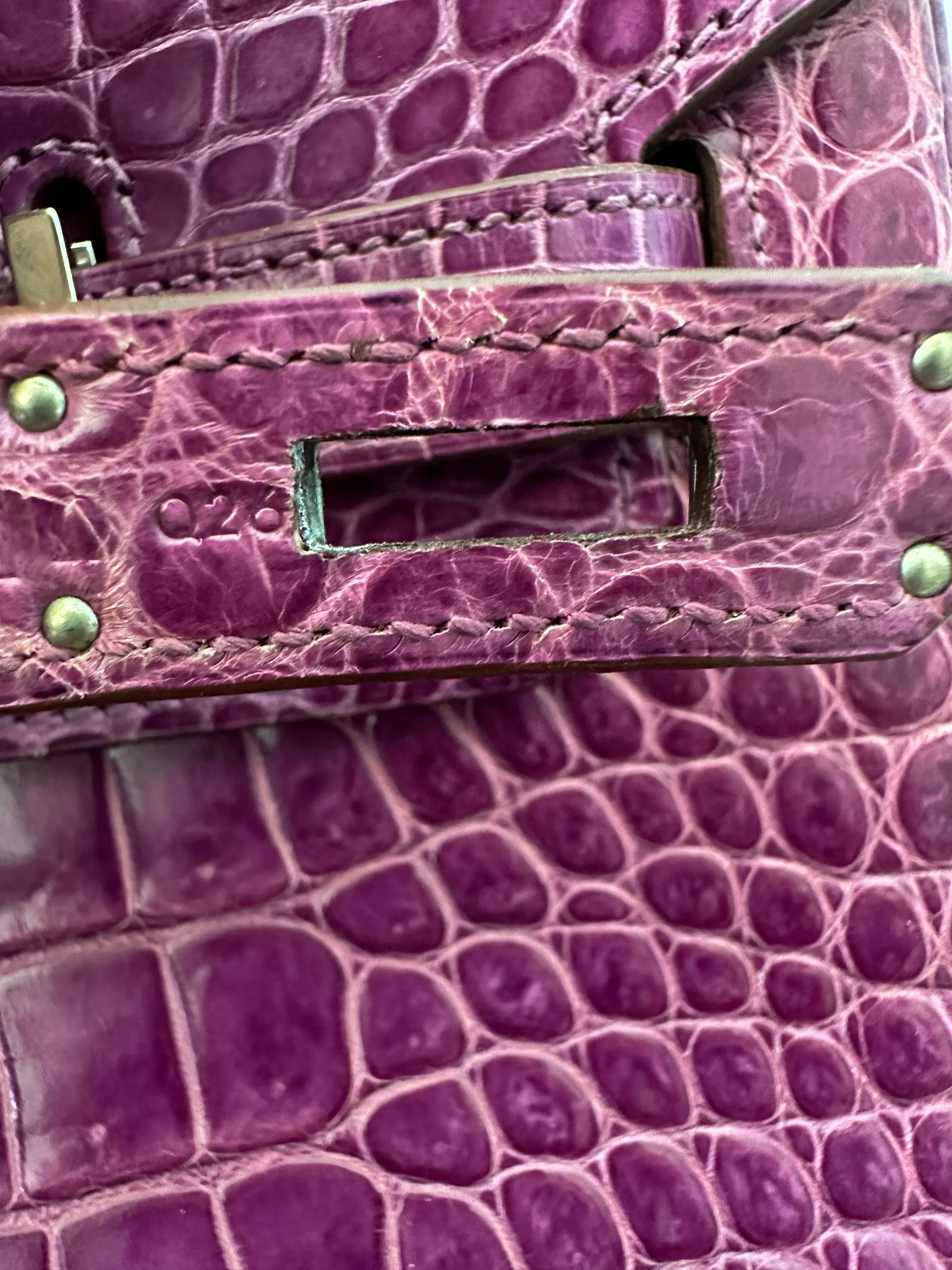 Herms Violet Porosus Crocodile Birkin 35
