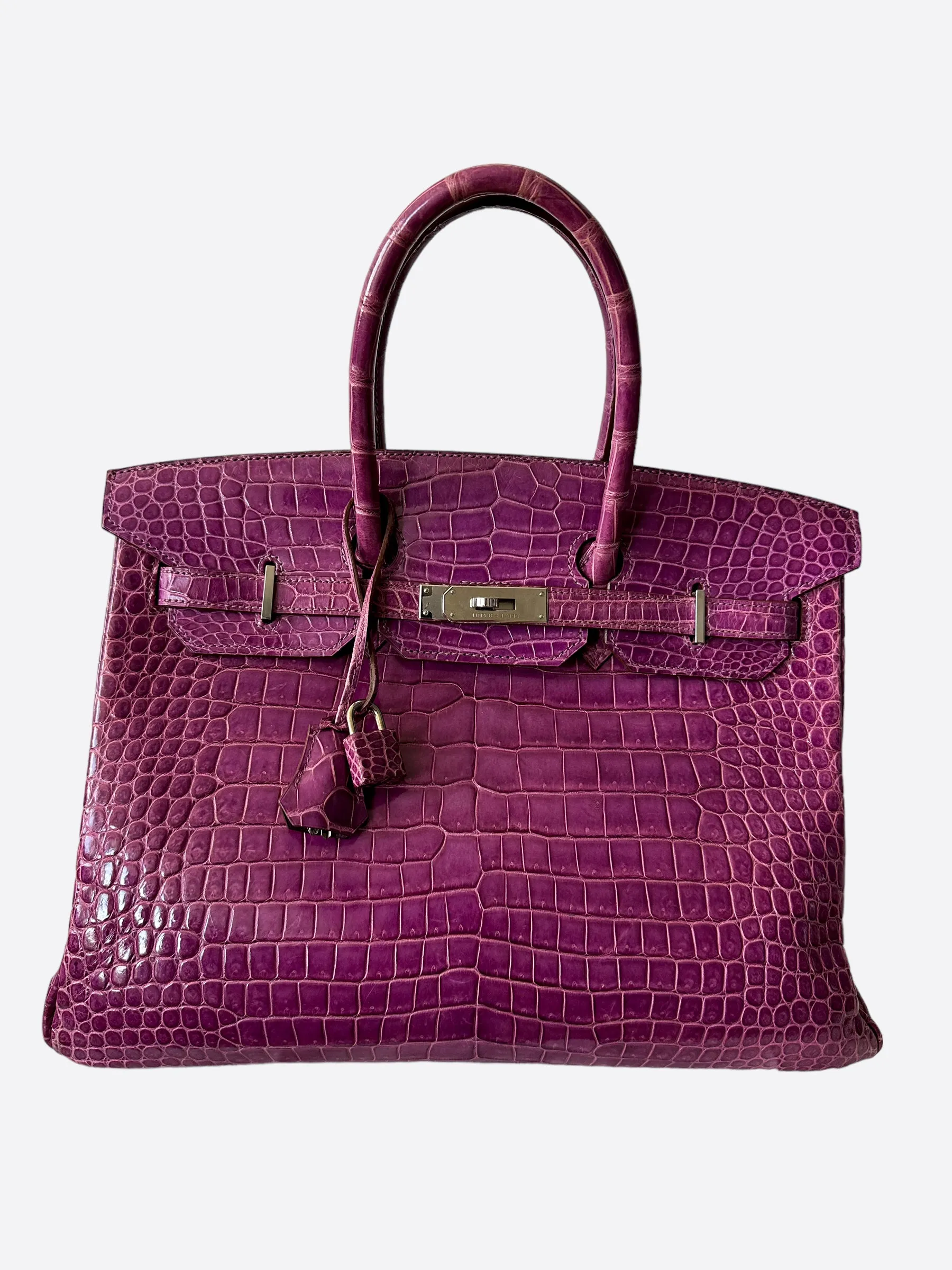 Herms Violet Porosus Crocodile Birkin 35