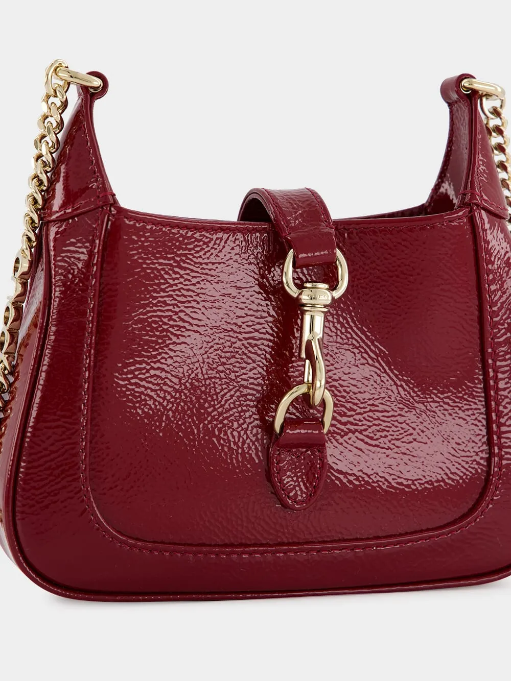 Jackie Notte Mini Rosso Ancora Patent Chain Bag