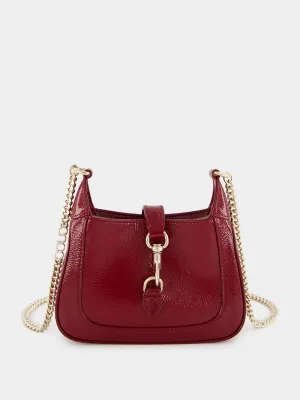 Jackie Notte Mini Rosso Ancora Patent Chain Bag