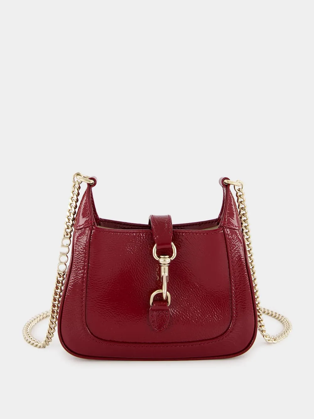 Jackie Notte Mini Rosso Ancora Patent Chain Bag