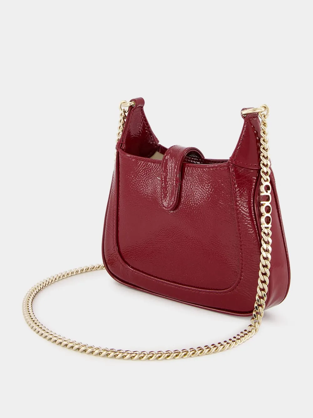 Jackie Notte Mini Rosso Ancora Patent Chain Bag