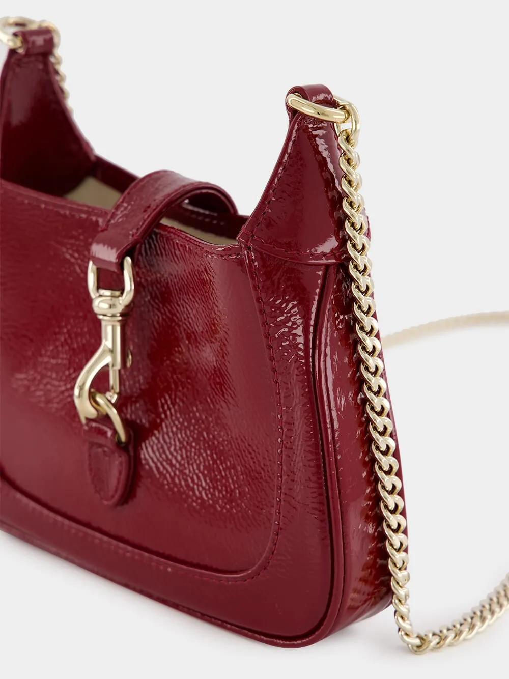 Jackie Notte Mini Rosso Ancora Patent Chain Bag