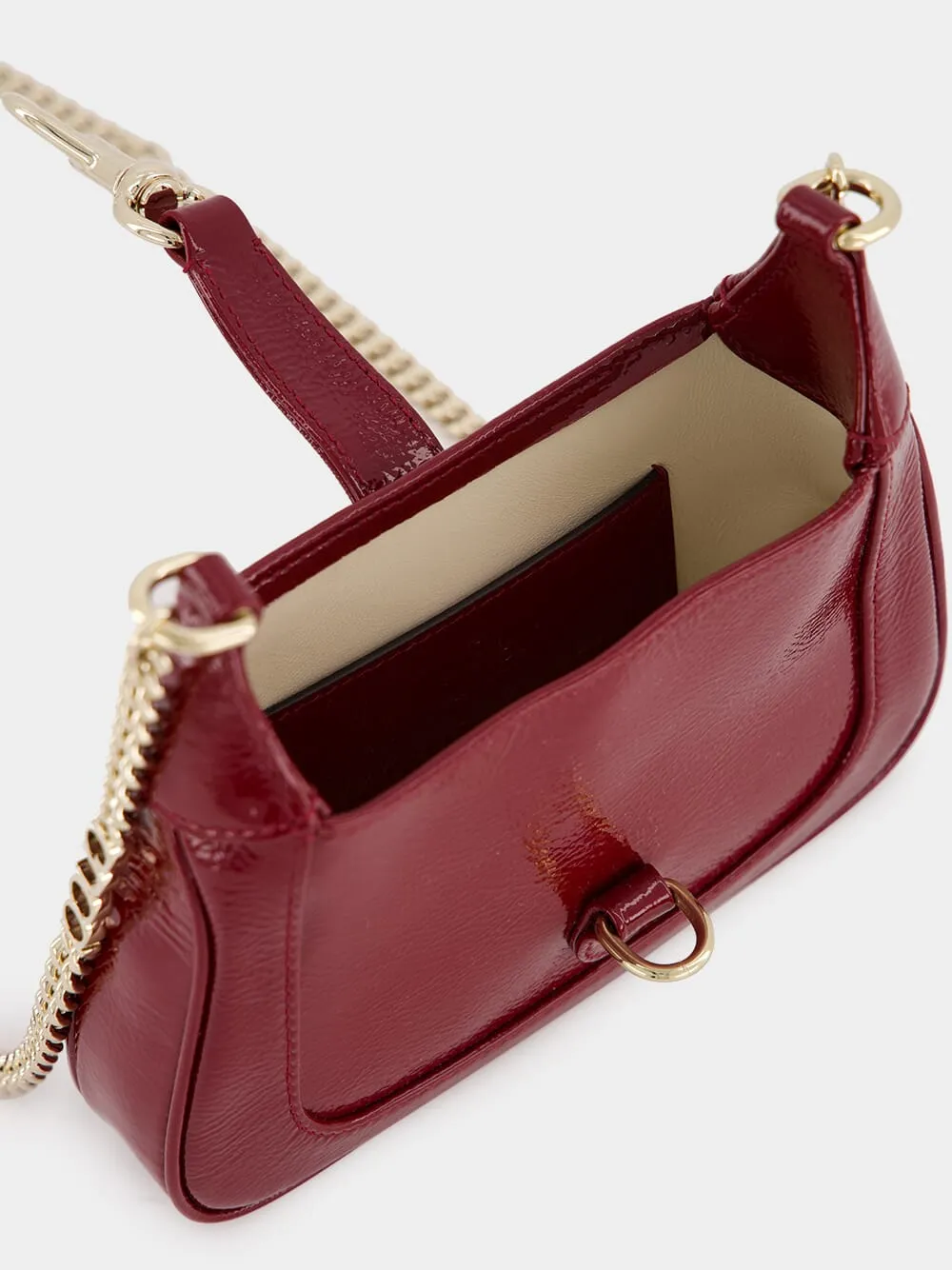 Jackie Notte Mini Rosso Ancora Patent Chain Bag
