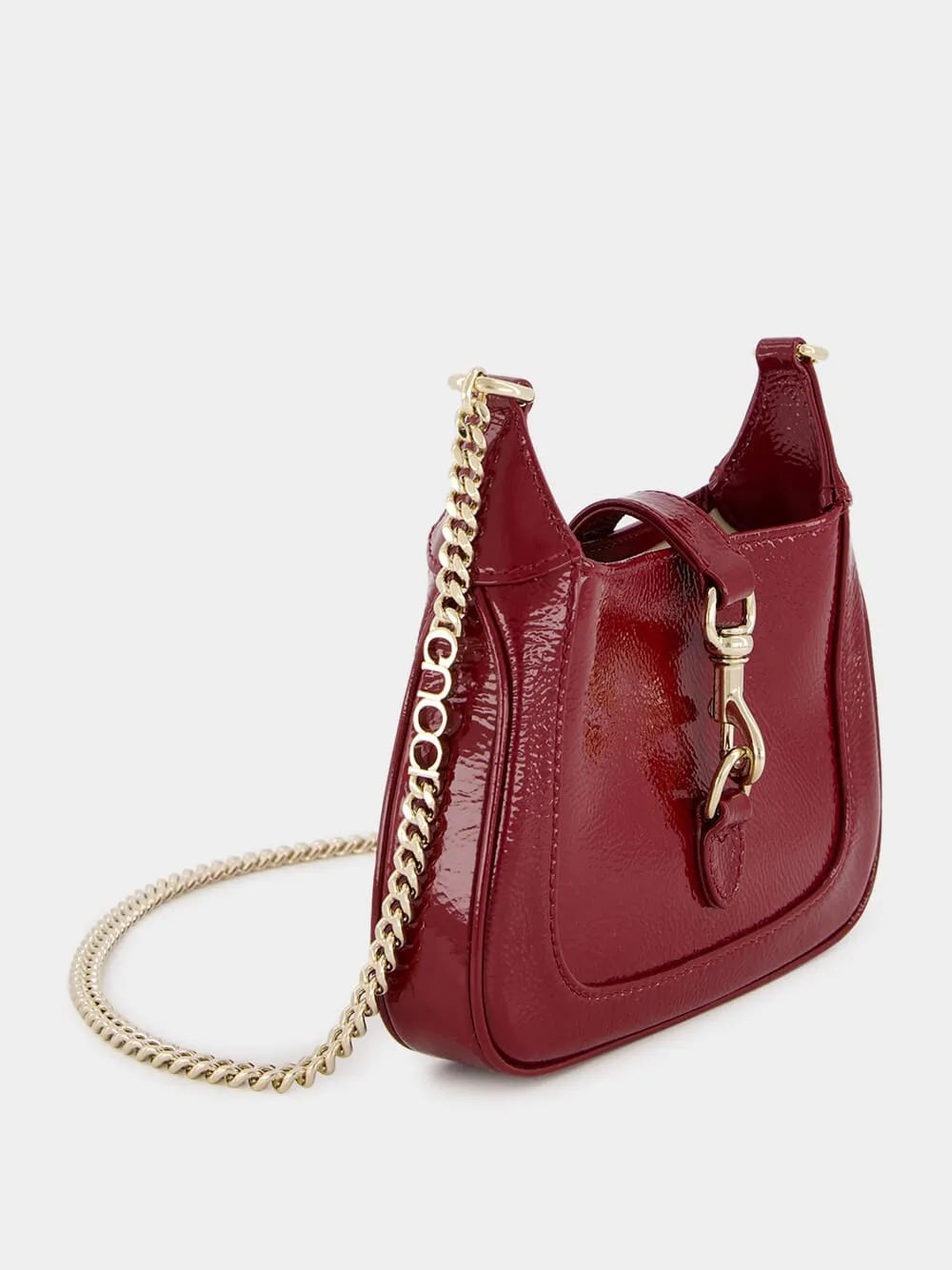 Jackie Notte Mini Rosso Ancora Patent Chain Bag