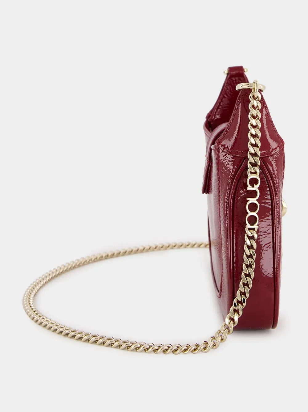 Jackie Notte Mini Rosso Ancora Patent Chain Bag