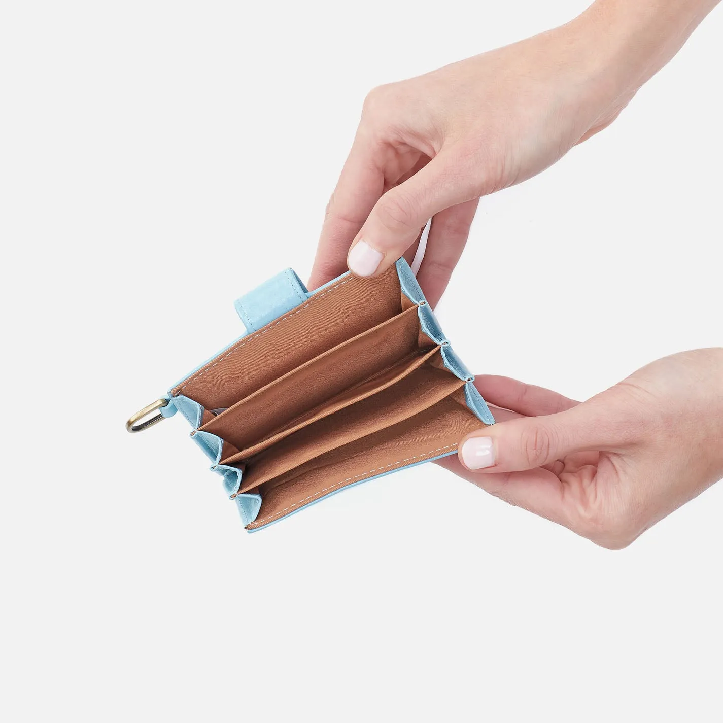 Jean Accordian Card Case In Polished Leather - Stratosphere