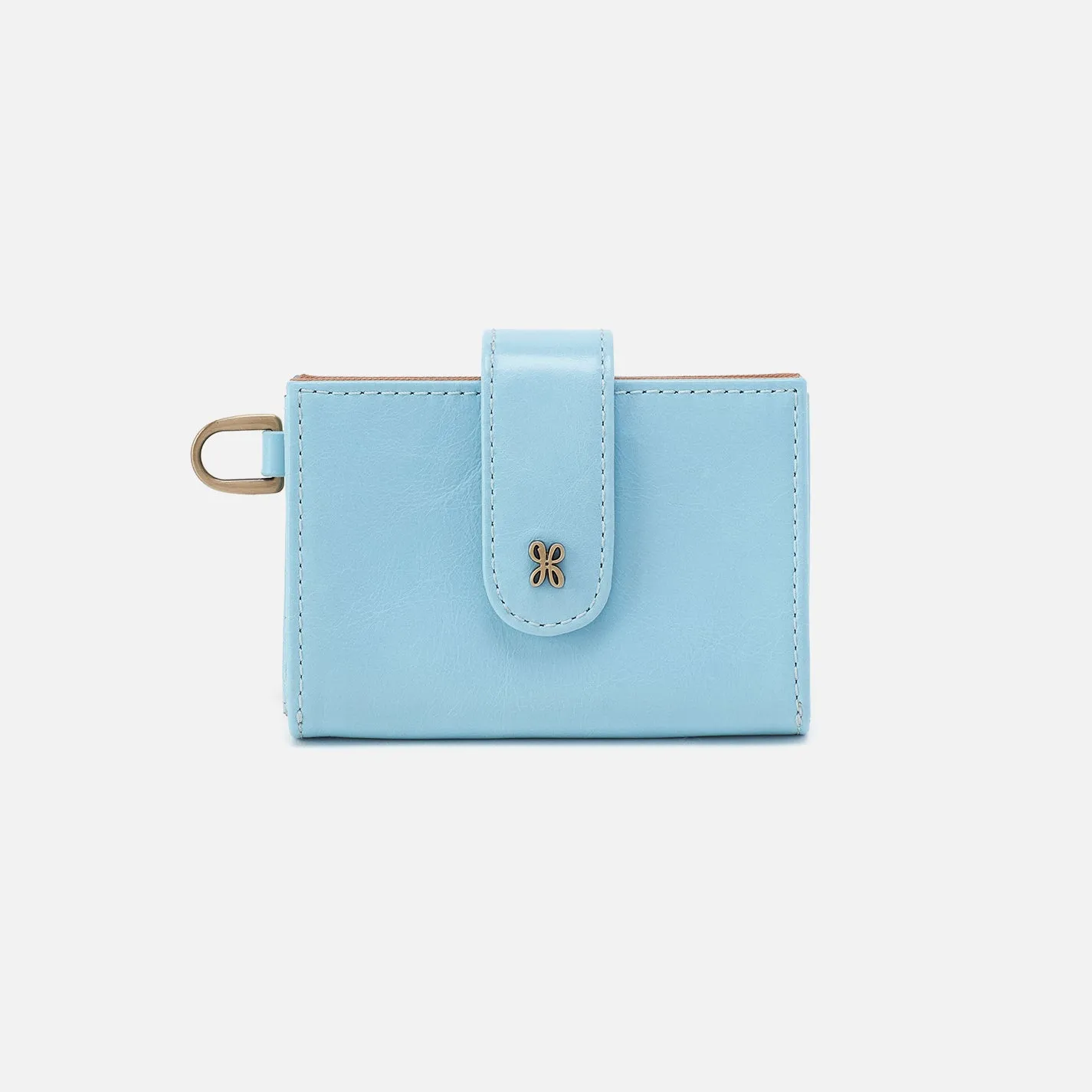 Jean Accordian Card Case In Polished Leather - Stratosphere