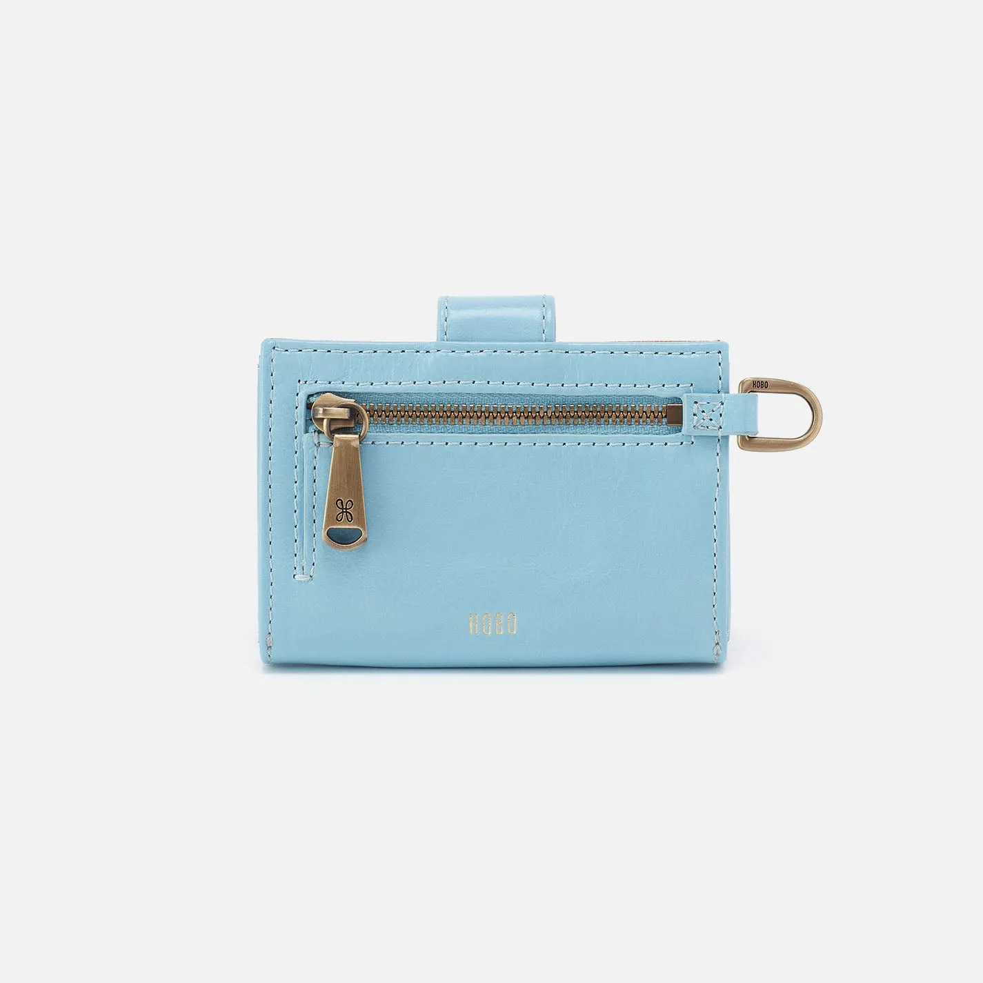 Jean Accordian Card Case In Polished Leather - Stratosphere