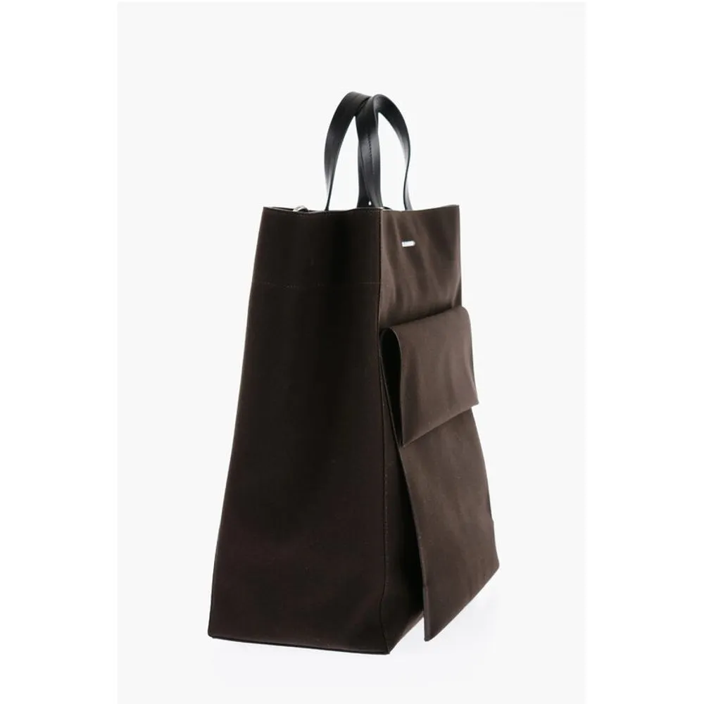 Jil Sander Canvas UTILITY Shopping Bag with Maxi Front Pocket