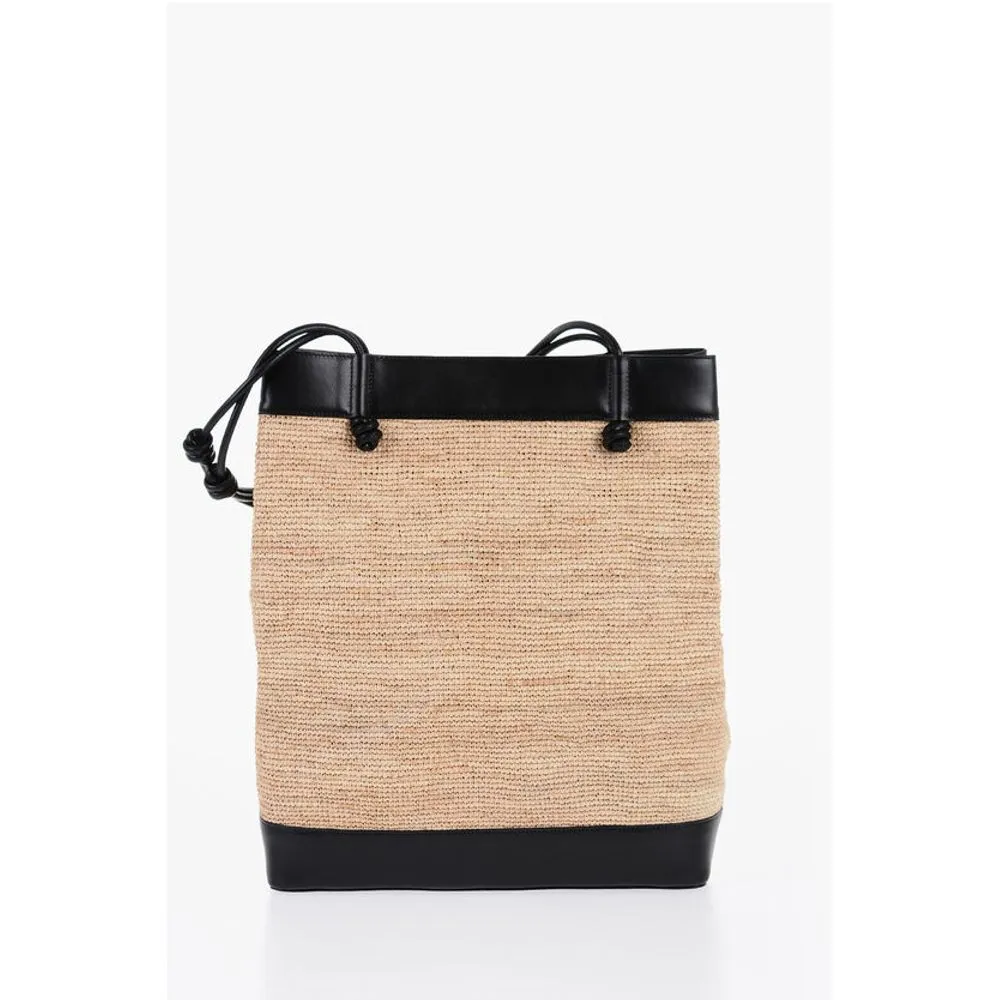 Jil Sander Leather Edged BASE Rafia Shopping Bag