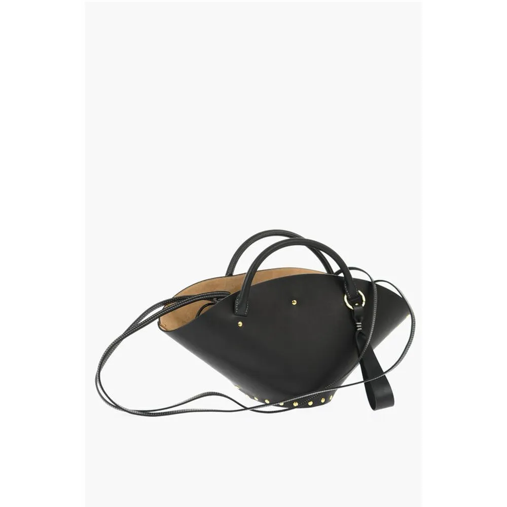 Jil Sander Leather Hand Bag with Golden-Effect Studs