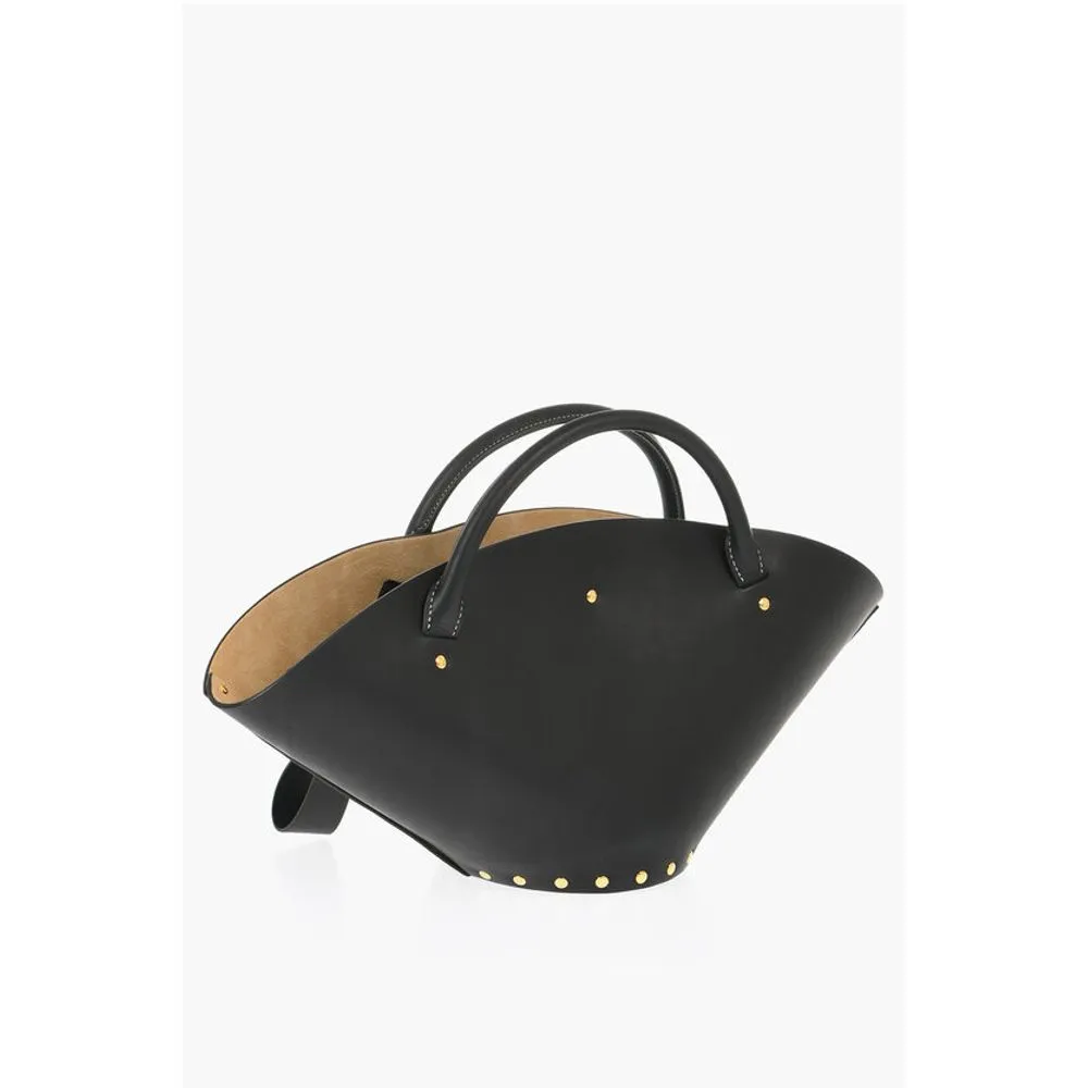 Jil Sander Leather Hand Bag with Golden-Effect Studs