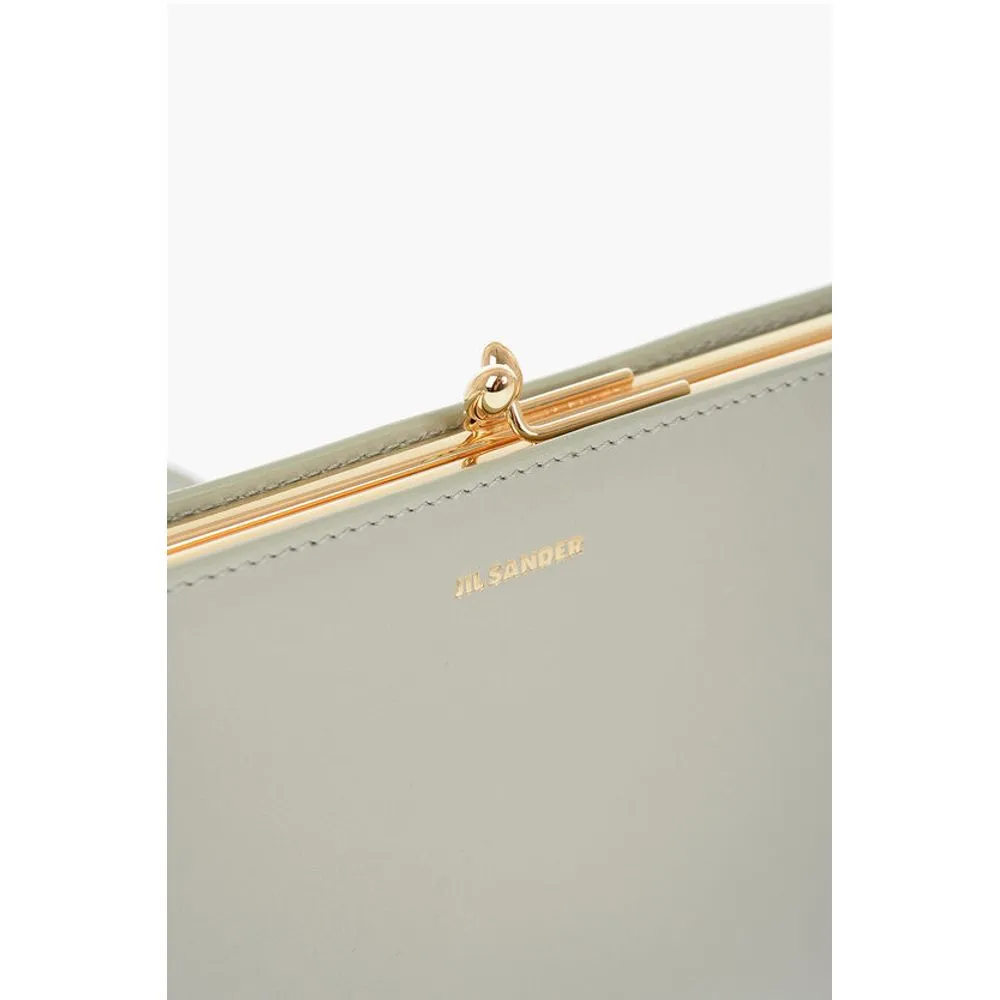 Jil Sander Leather Handbag with Clap Closure