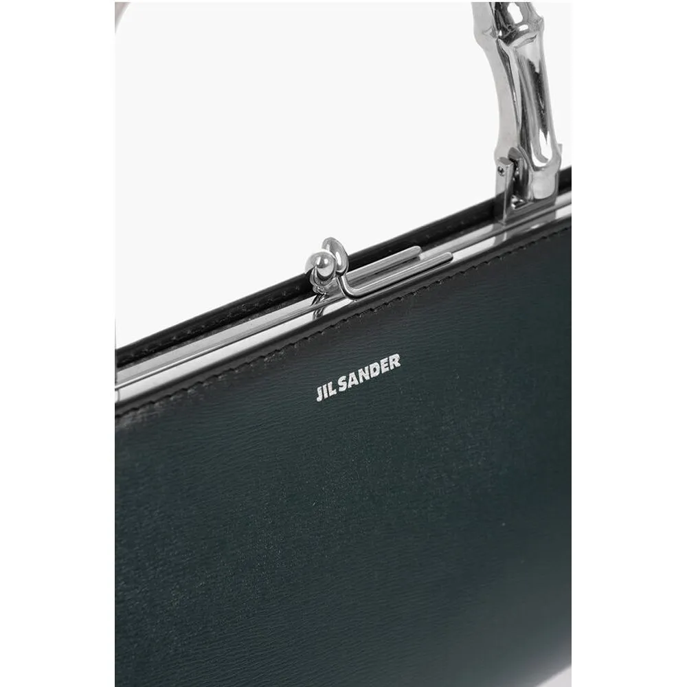 Jil Sander Leather Handbag with Clap Closure