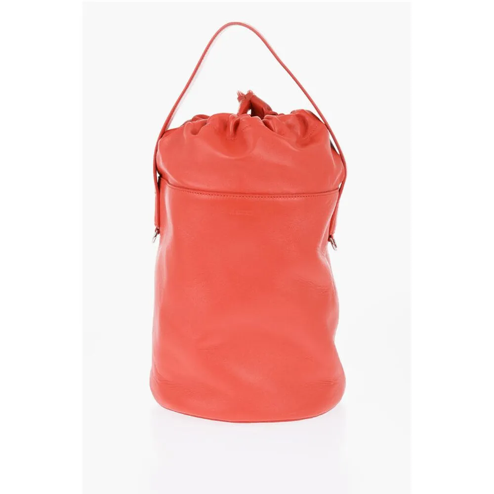 Jil Sander Leather Handbag with Drawstring Closure