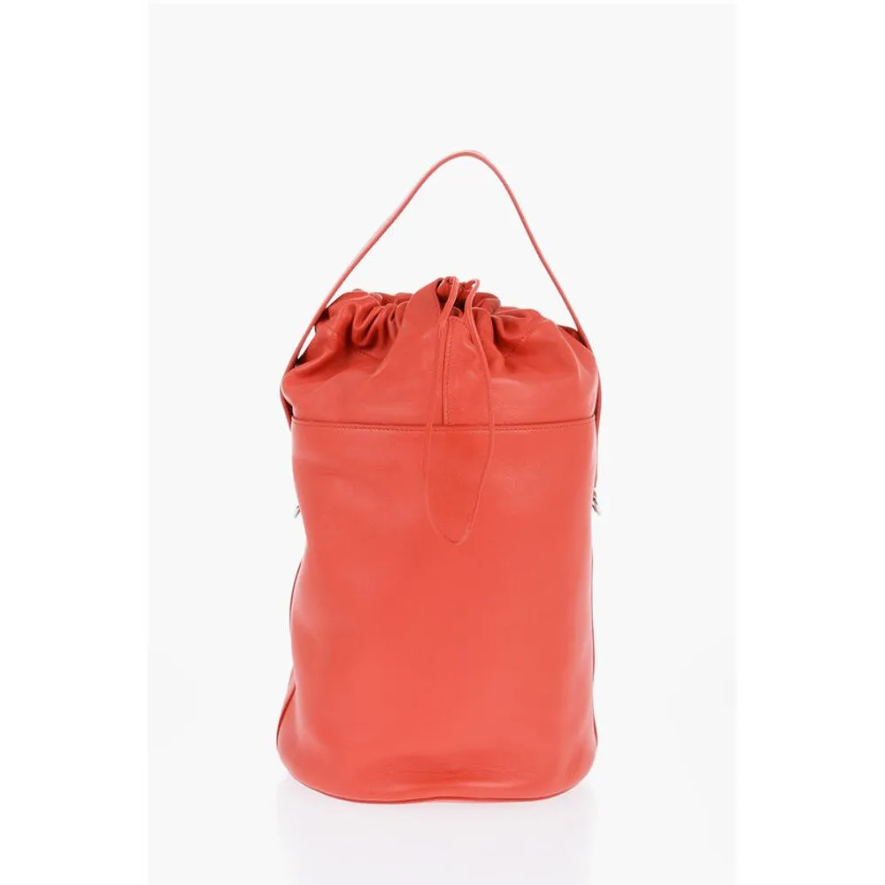 Jil Sander Leather Handbag with Drawstring Closure