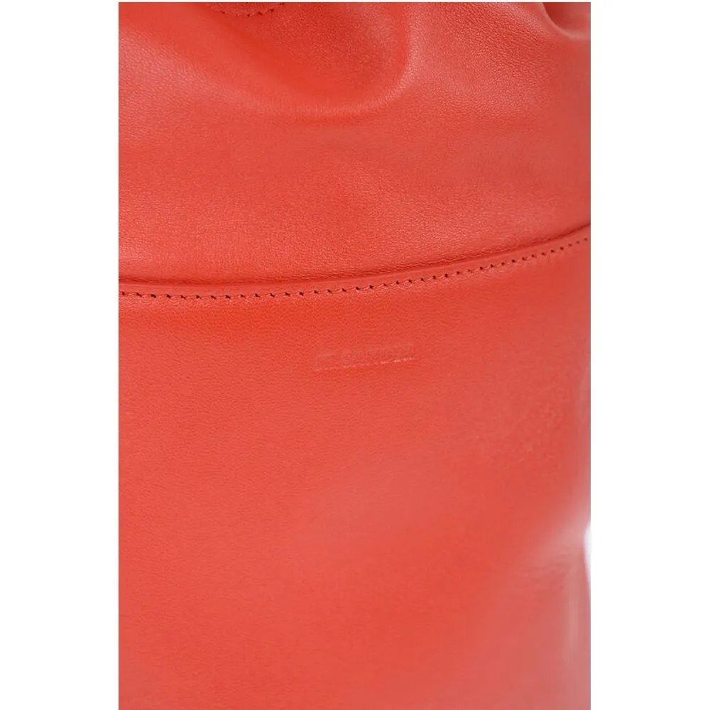 Jil Sander Leather Handbag with Drawstring Closure