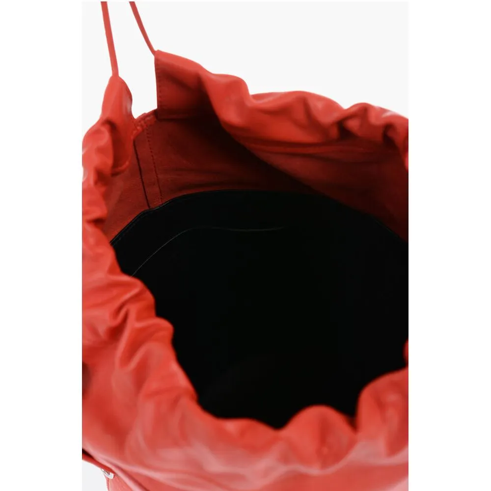 Jil Sander Leather Handbag with Drawstring Closure