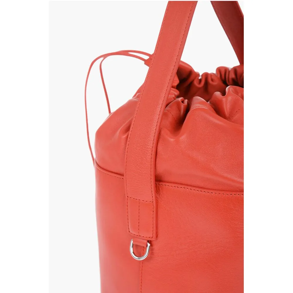 Jil Sander Leather Handbag with Drawstring Closure