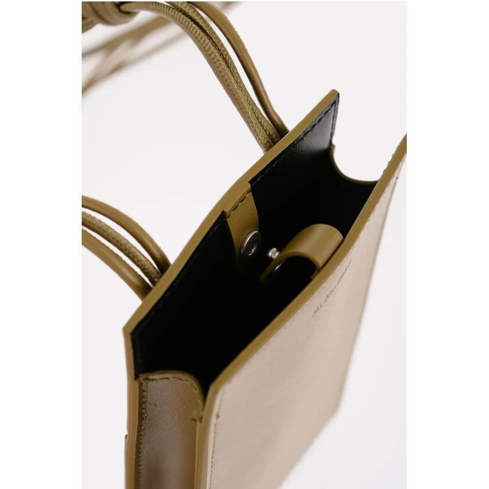 Jil Sander Leather Phone Case with Woven Shoulder Strap