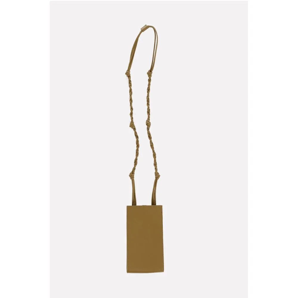 Jil Sander Leather Phone Case with Woven Shoulder Strap