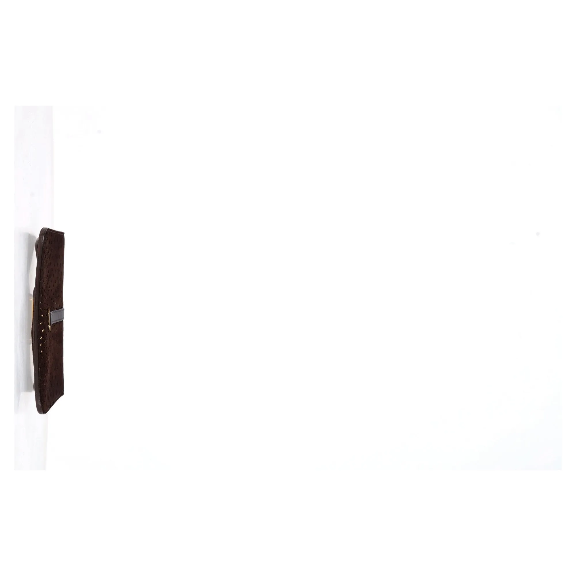 Jimmy Choo Laser Cut Detail Flap Clutch bag in Brown Suede