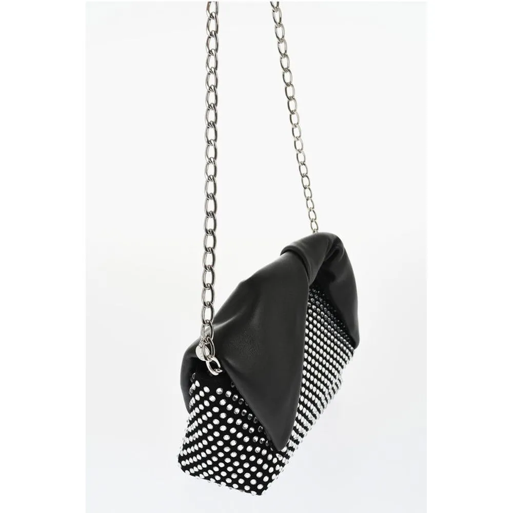 J.W.Anderson Leather MIDI TWISTER Handbag Embellished with Rhinestones