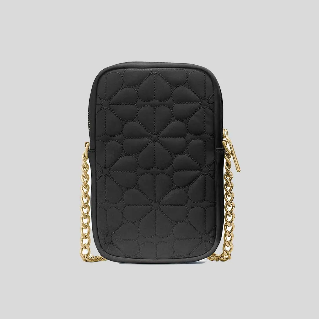 KATE SPADE Spade Flower Quilted Fabric Phone Crossbody Bag Black KK898