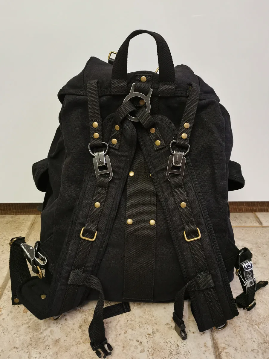 Khaki Mens Canvas Travel Backpack Canvas EDC Backpack Hiking Backpacks for Men