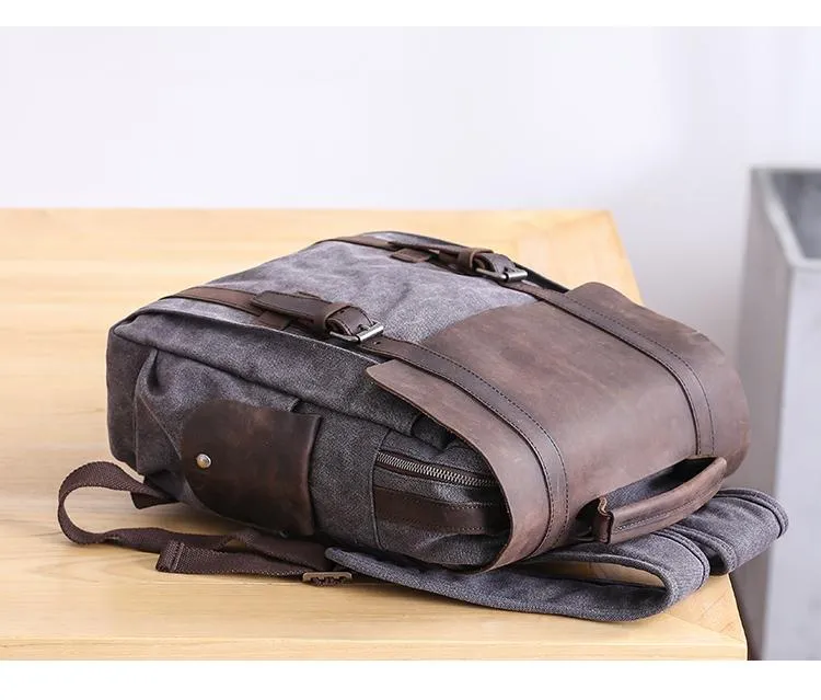 Lake Green Waxed Canvas Mens Large 14'' Laptop Backpack College Backpack Hiking Backpack for Men